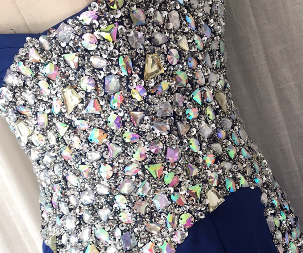 Vestidos largos de gasa sin mangas con escote en forma de corazón y diamantes de imitación